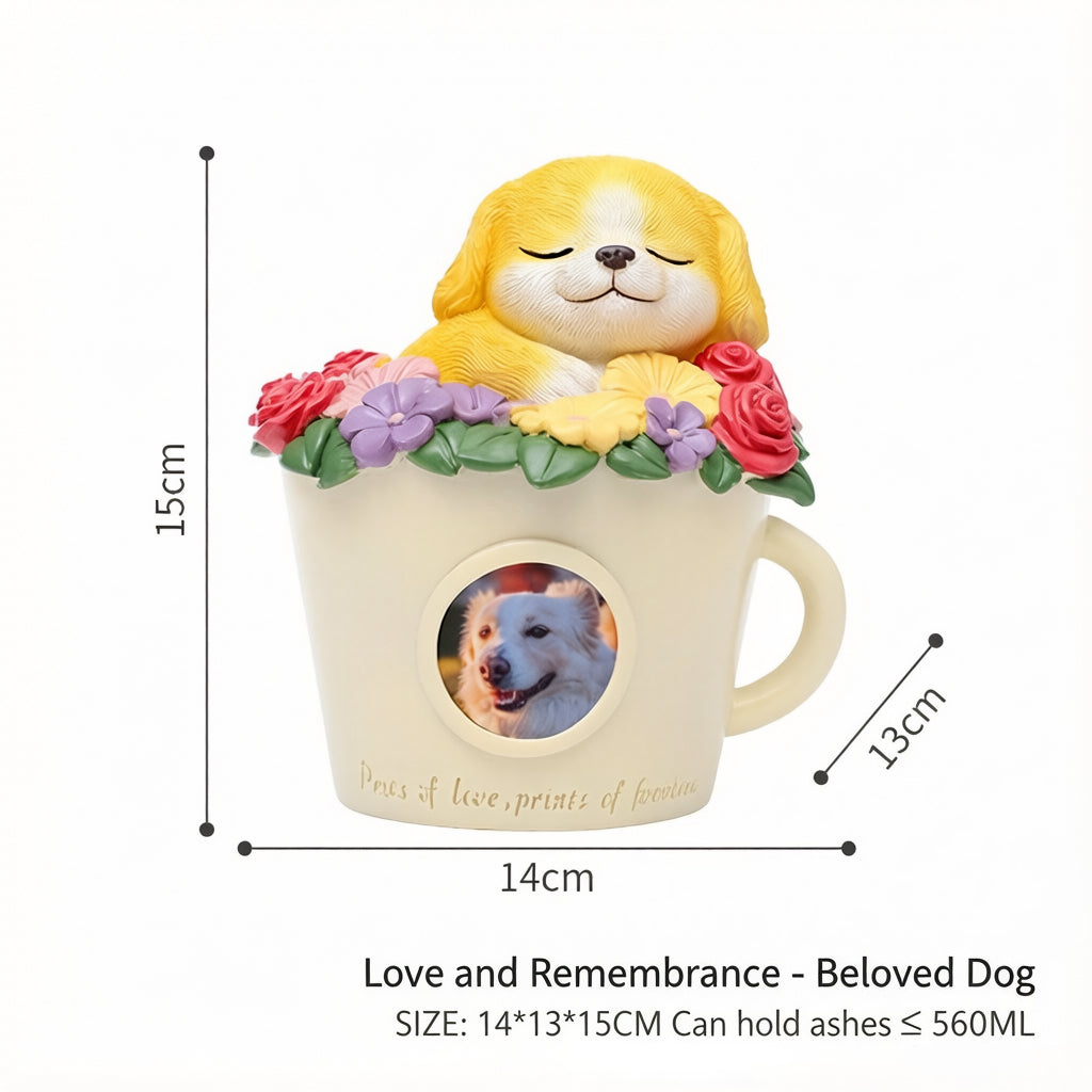 Pet Grave Marker Cartoon Kitten Puppy Funeral Cremation Ashes Storage Container Pet Memorial Urn Pet Supplies