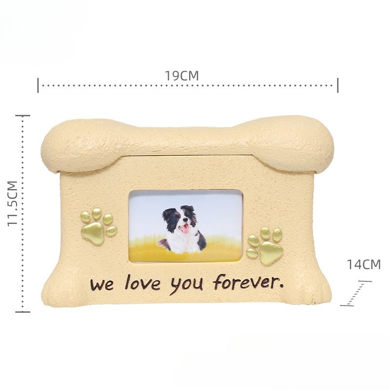 Pet Grave Marker Cross-border Spot Resin Creative Pet Dog Dog Urn With Photo Frame Kitten Puppy Animal Memorial Funeral Supplies