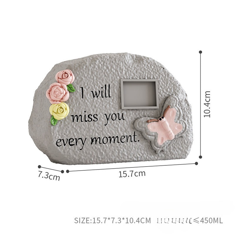 Pet Grave Marker Pet Cat Puppy Funeral Tombstone Heart Resin Urn Animal Cremation Storage Container