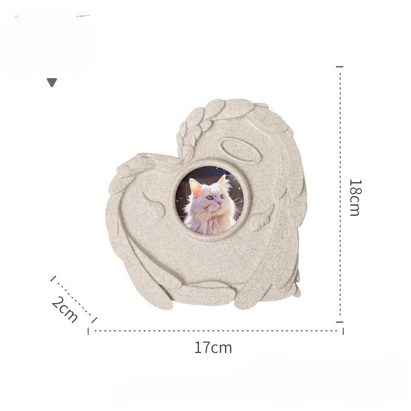 Pet Grave Marker Pet Funeral Memorial Love Angel Tombstone Cat Dog with Frame Heart Sacrifice Tag Ornament