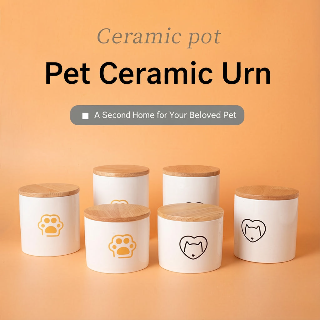Pet Urn White Pet Urn Large Medium Small Ceramic Sealed Box Cat Dog Passed Away Hair Commemorative Funeral Supplies