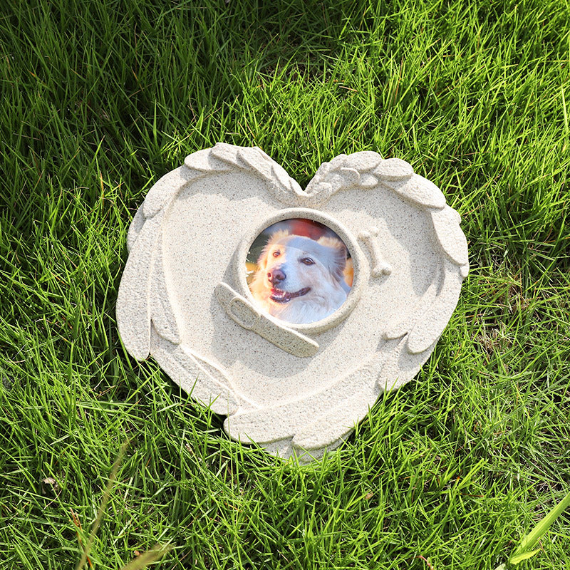 Pet Grave Marker Pet Funeral Memorial Love Angel Tombstone Cat Dog with Frame Heart Sacrifice Tag Ornament