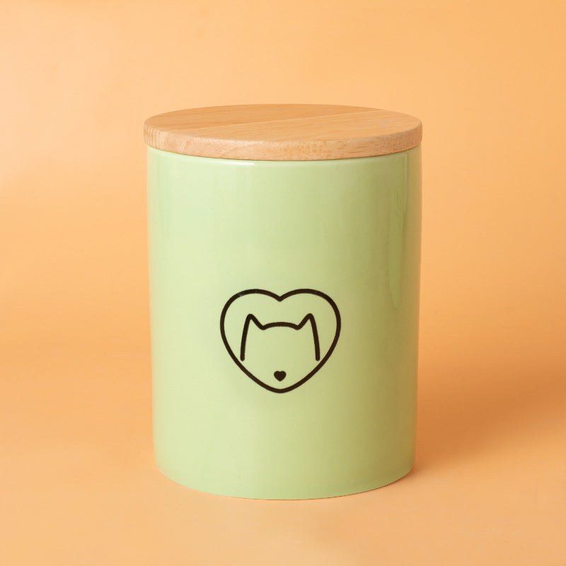 Pet Urn Green Urn Cat and Dog Large Ceramic Urn Wood Cover Sealed Waterproof Funeral Supplies Pet