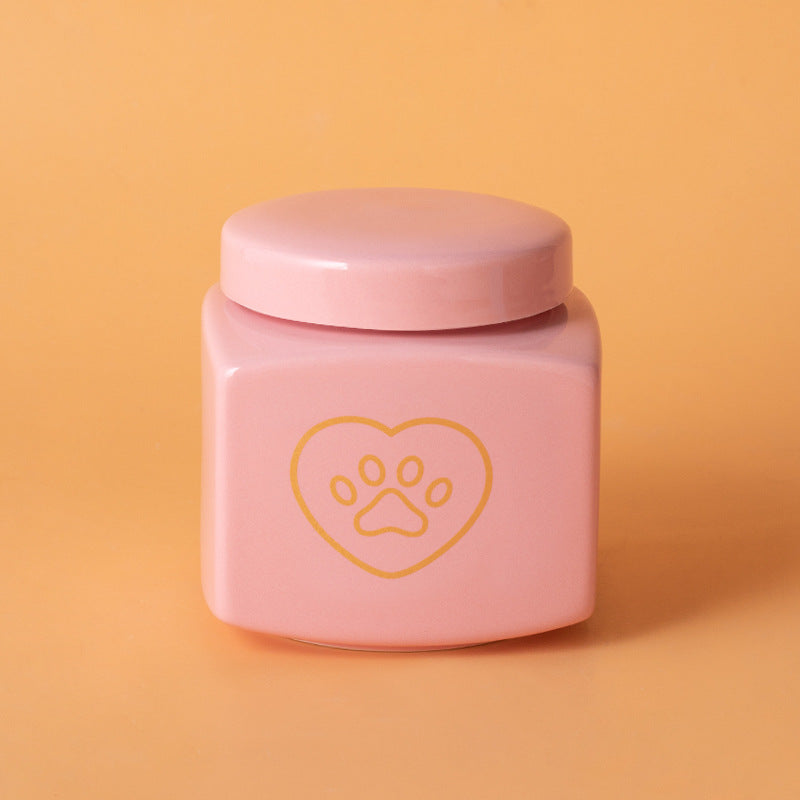 Pet Urn Ceramic Urn Dog Cat Ceramic Pet Memorial Jar Funeral Supplies Sealed Lid Bone Jar