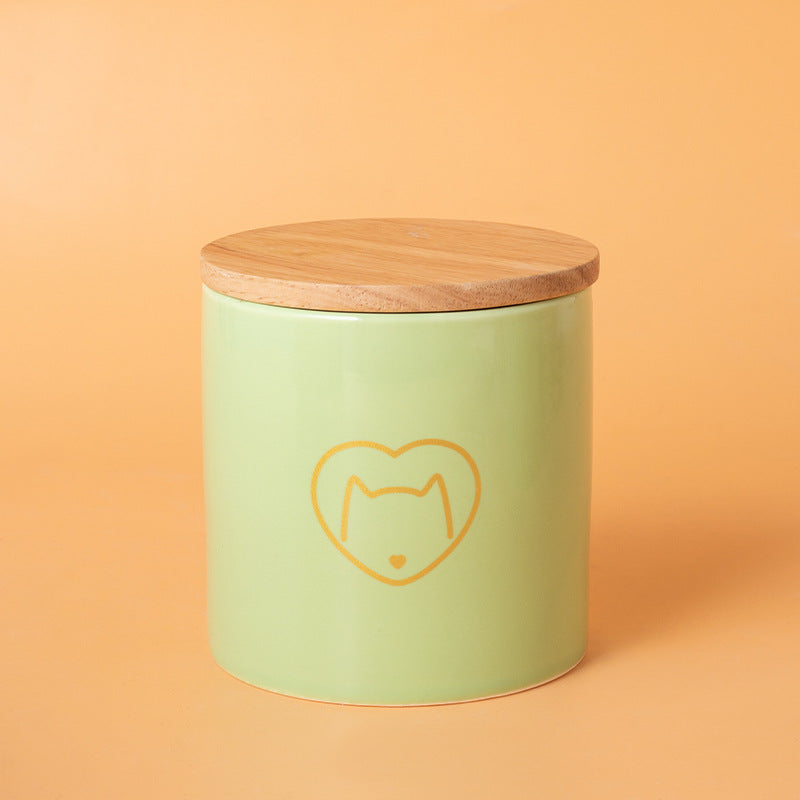 Pet Urn Green Urn Cat and Dog Large Ceramic Urn Wood Cover Sealed Waterproof Funeral Supplies Pet