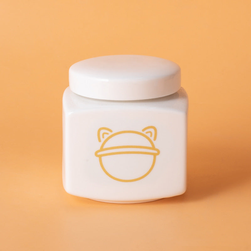Pet Urn Ceramic Urn Dog Cat Ceramic Pet Memorial Jar Funeral Supplies Sealed Lid Bone Jar