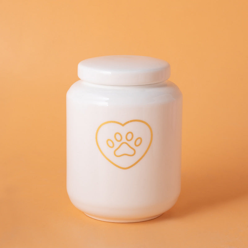 Pet Urn Dog Cat Ceramic Pet Memorial Jar Sealed with Lid Bone Jar Funeral Supplies