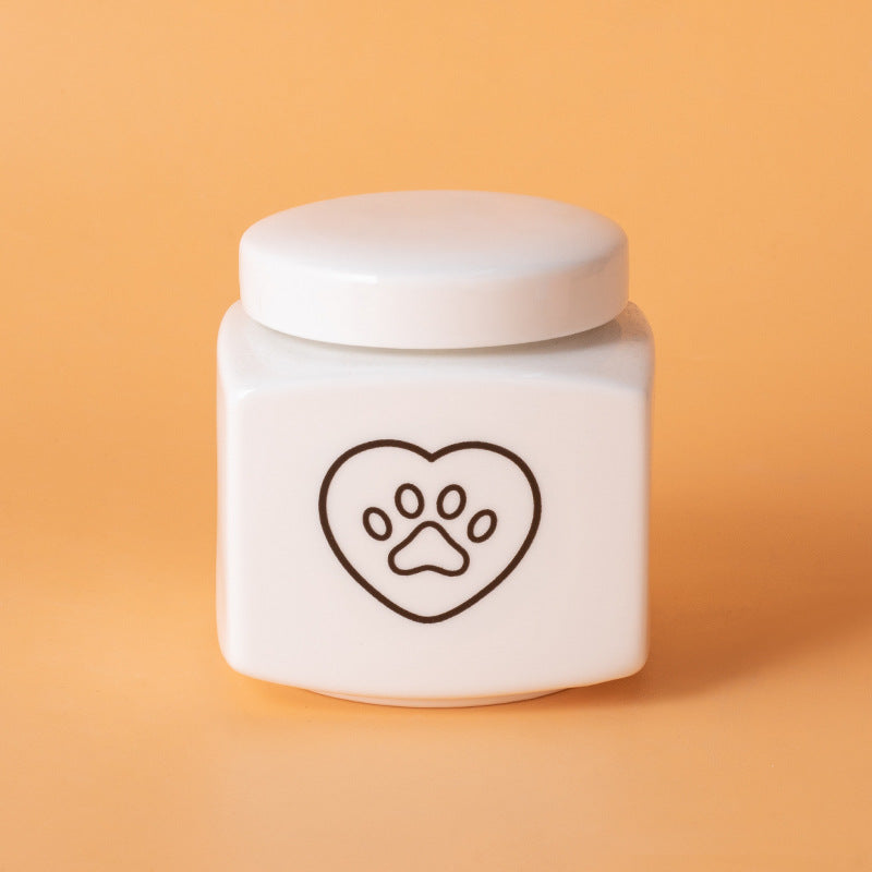 Pet Urn Ceramic Urn Dog Cat Ceramic Pet Memorial Jar Funeral Supplies Sealed Lid Bone Jar