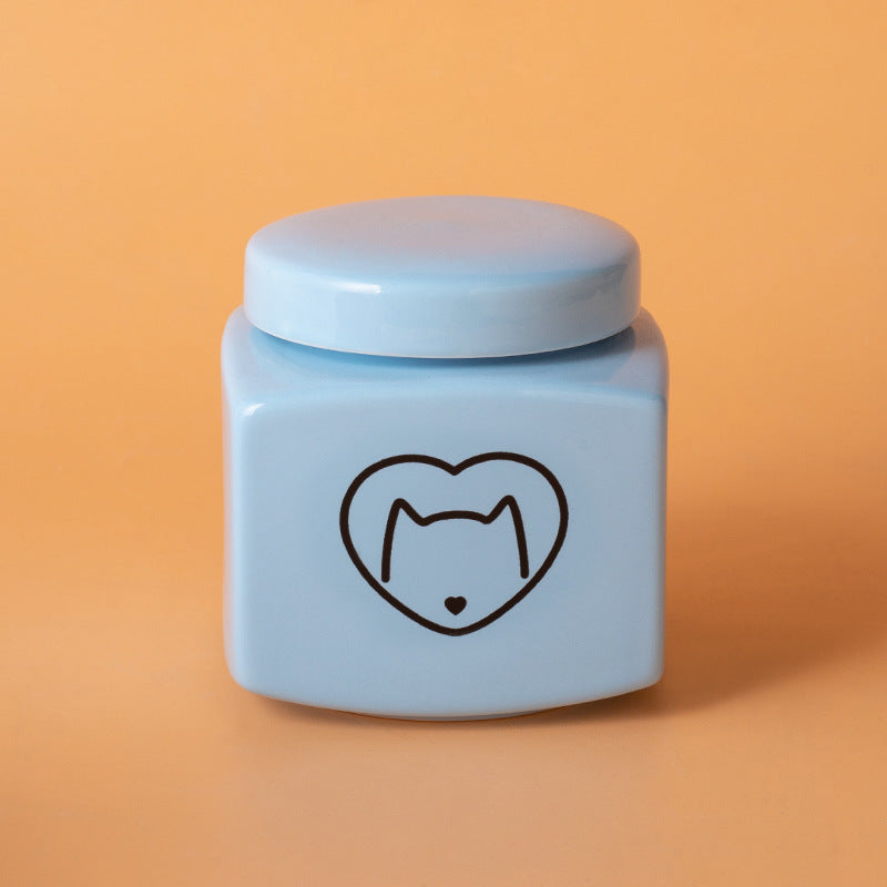 Pet Urn Ceramic Urn Dog Cat Ceramic Pet Memorial Jar Funeral Supplies Sealed Lid Bone Jar