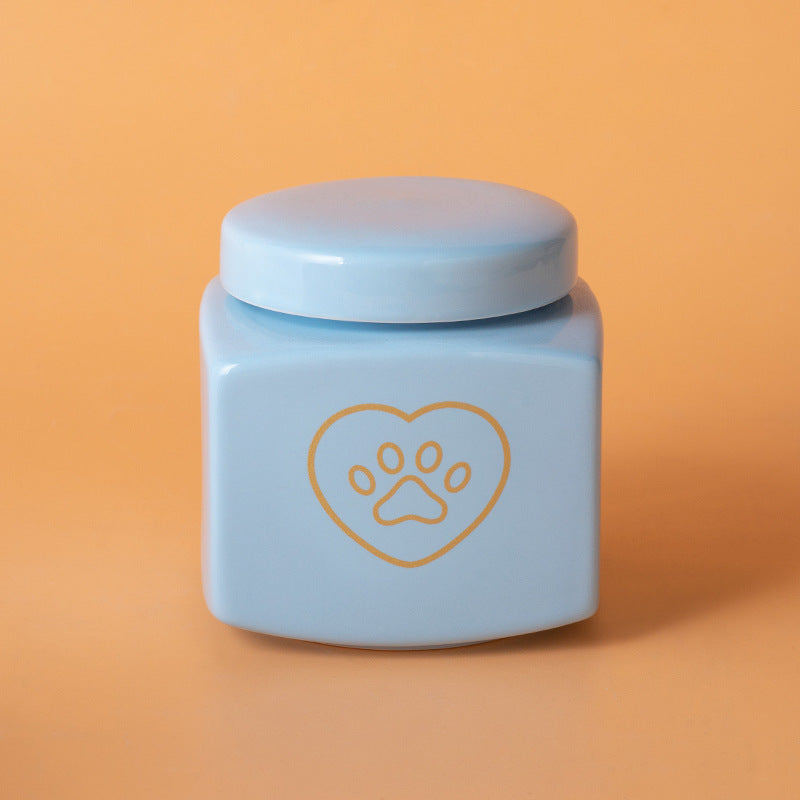 Pet Urn Ceramic Urn Dog Cat Ceramic Pet Memorial Jar Funeral Supplies Sealed Lid Bone Jar