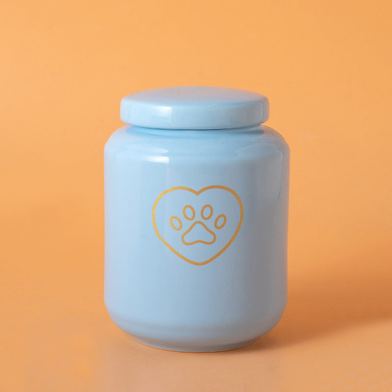 Pet Urn Dog Cat Ceramic Pet Memorial Jar Sealed with Lid Bone Jar Funeral Supplies