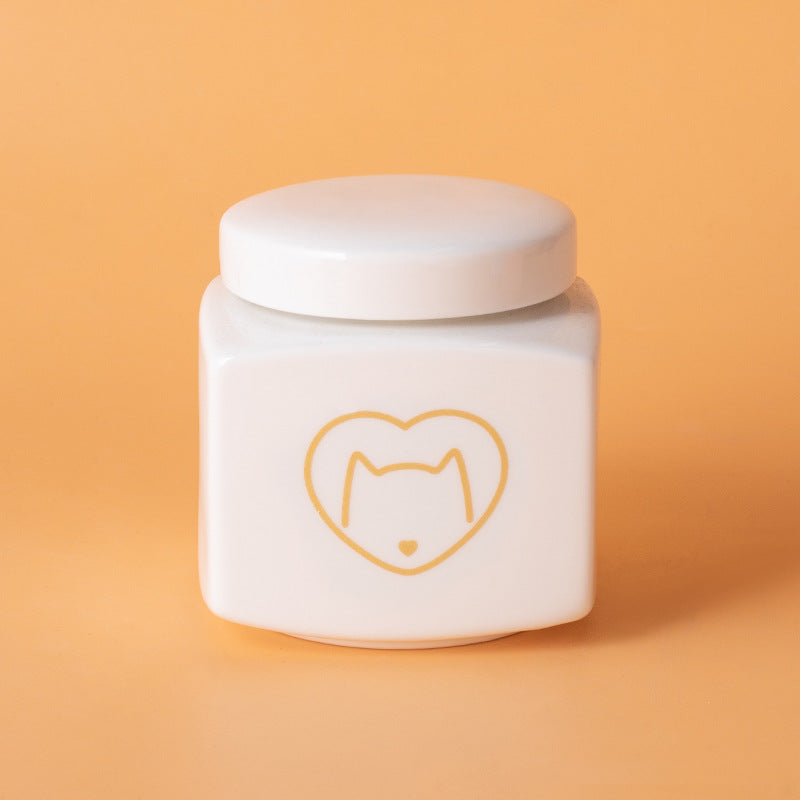 Pet Urn Ceramic Urn Dog Cat Ceramic Pet Memorial Jar Funeral Supplies Sealed Lid Bone Jar