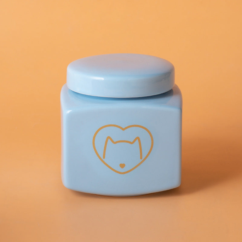 Pet Urn Ceramic Urn Dog Cat Ceramic Pet Memorial Jar Funeral Supplies Sealed Lid Bone Jar