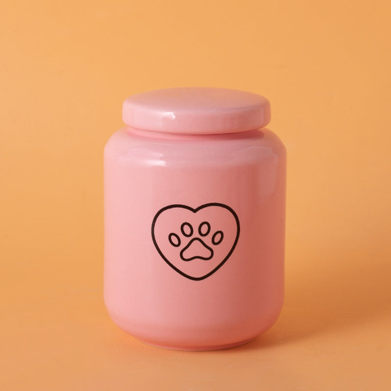 Pet Urn Dog Cat Ceramic Pet Memorial Jar Sealed with Lid Bone Jar Funeral Supplies