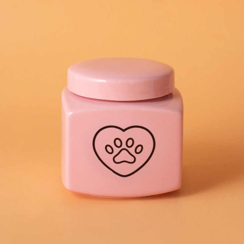 Pet Urn Ceramic Urn Dog Cat Ceramic Pet Memorial Jar Funeral Supplies Sealed Lid Bone Jar