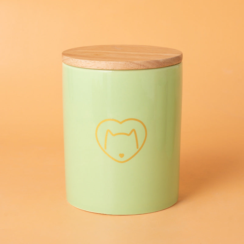 Pet Urn Green Urn Cat and Dog Large Ceramic Urn Wood Cover Sealed Waterproof Funeral Supplies Pet