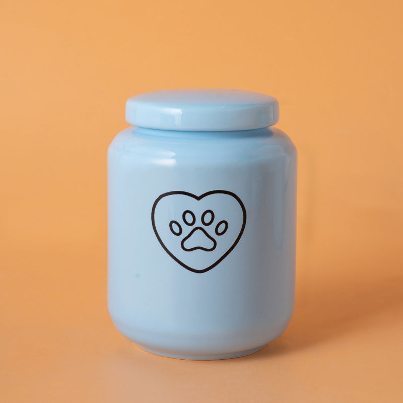 Pet Urn Dog Cat Ceramic Pet Memorial Jar Sealed with Lid Bone Jar Funeral Supplies