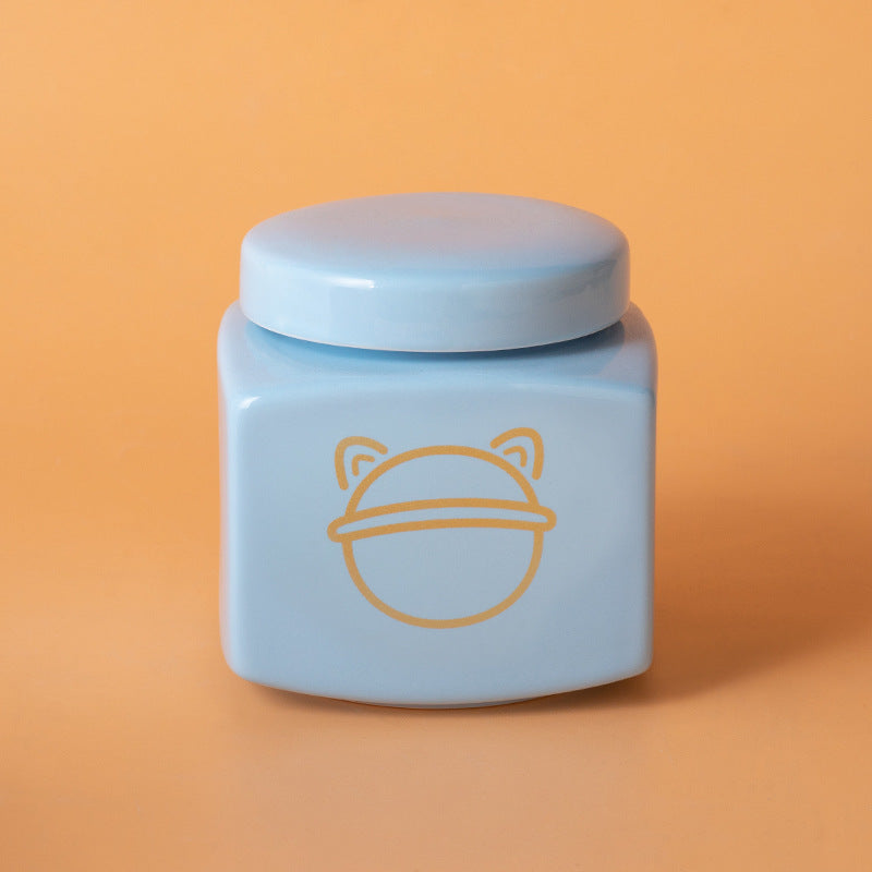 Pet Urn Ceramic Urn Dog Cat Ceramic Pet Memorial Jar Funeral Supplies Sealed Lid Bone Jar