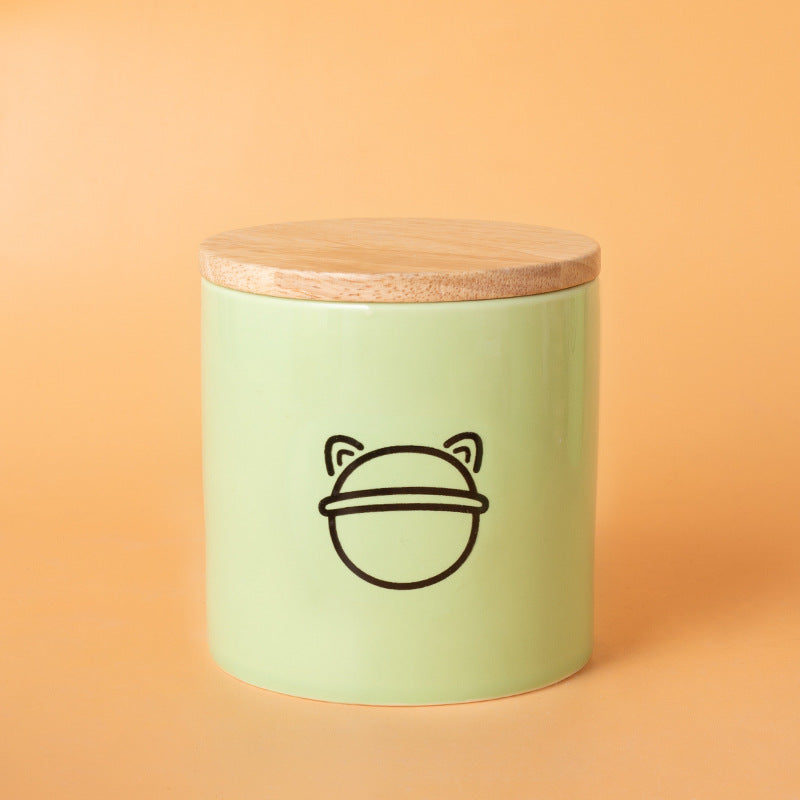 Pet Urn Green Urn Cat and Dog Large Ceramic Urn Wood Cover Sealed Waterproof Funeral Supplies Pet