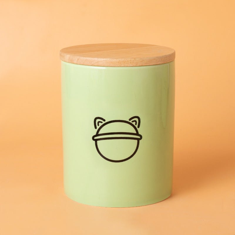 Pet Urn Green Urn Cat and Dog Large Ceramic Urn Wood Cover Sealed Waterproof Funeral Supplies Pet