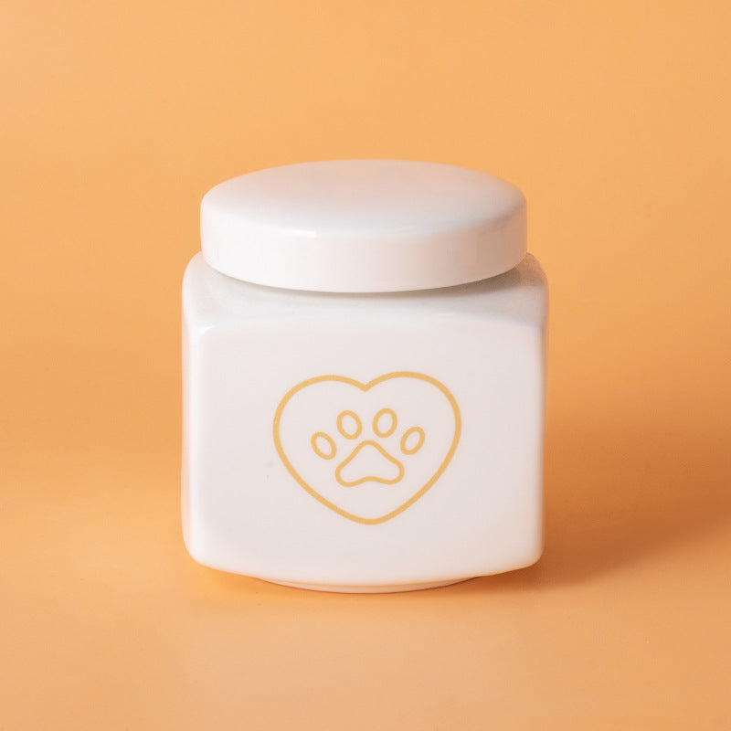 Pet Urn Ceramic Urn Dog Cat Ceramic Pet Memorial Jar Funeral Supplies Sealed Lid Bone Jar