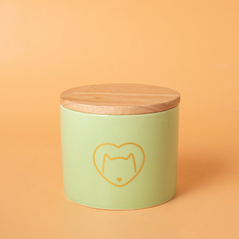 Pet Urn Green Urn Cat and Dog Large Ceramic Urn Wood Cover Sealed Waterproof Funeral Supplies Pet