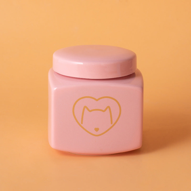 Pet Urn Ceramic Urn Dog Cat Ceramic Pet Memorial Jar Funeral Supplies Sealed Lid Bone Jar