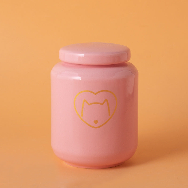 Pet Urn Dog Cat Ceramic Pet Memorial Jar Sealed with Lid Bone Jar Funeral Supplies