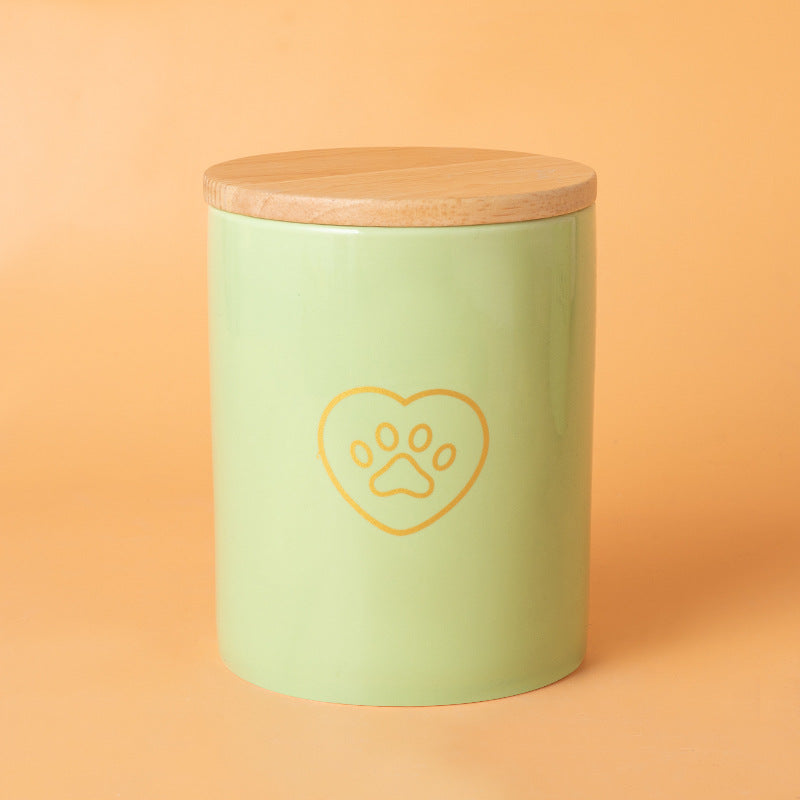 Pet Urn Green Urn Cat and Dog Large Ceramic Urn Wood Cover Sealed Waterproof Funeral Supplies Pet