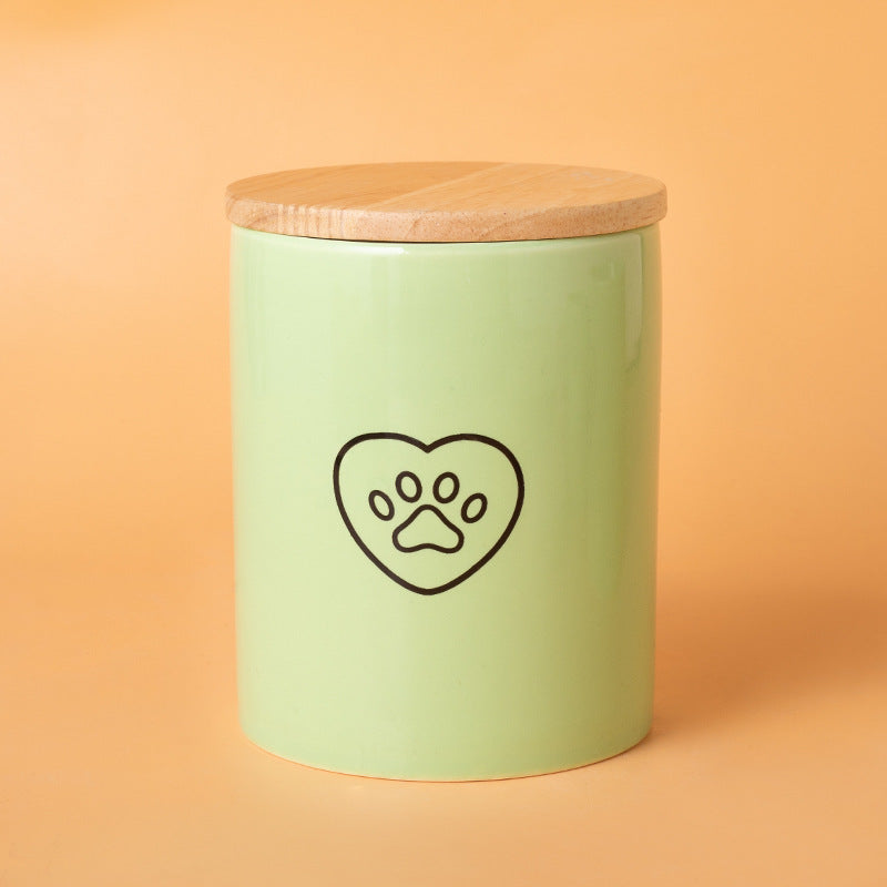 Pet Urn Green Urn Cat and Dog Large Ceramic Urn Wood Cover Sealed Waterproof Funeral Supplies Pet
