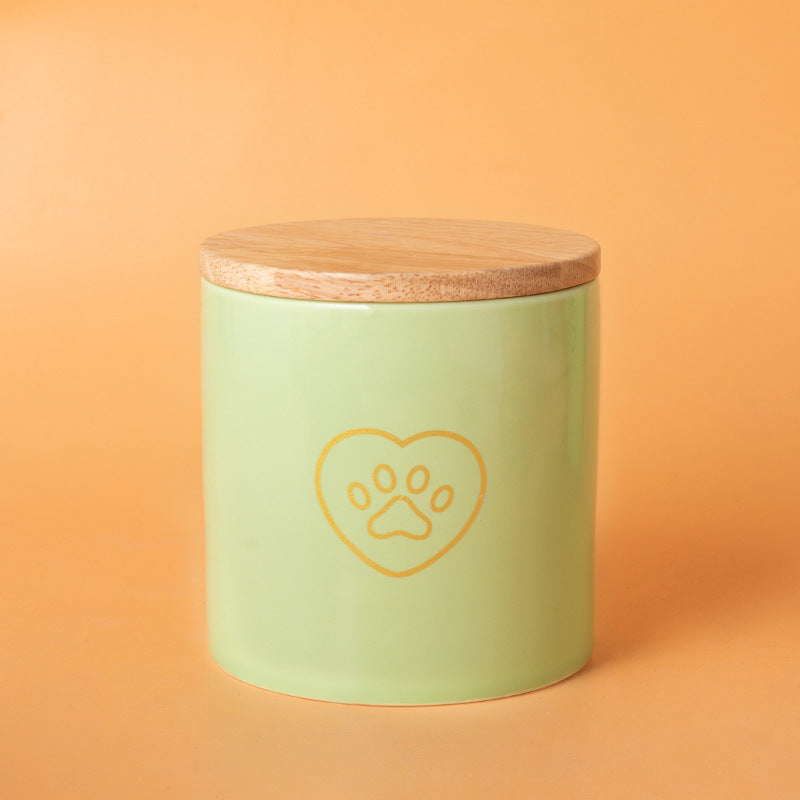 Pet Urn Green Urn Cat and Dog Large Ceramic Urn Wood Cover Sealed Waterproof Funeral Supplies Pet