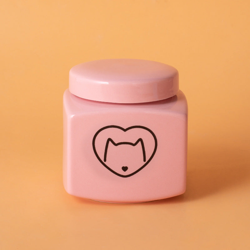 Pet Urn Ceramic Urn Dog Cat Ceramic Pet Memorial Jar Funeral Supplies Sealed Lid Bone Jar