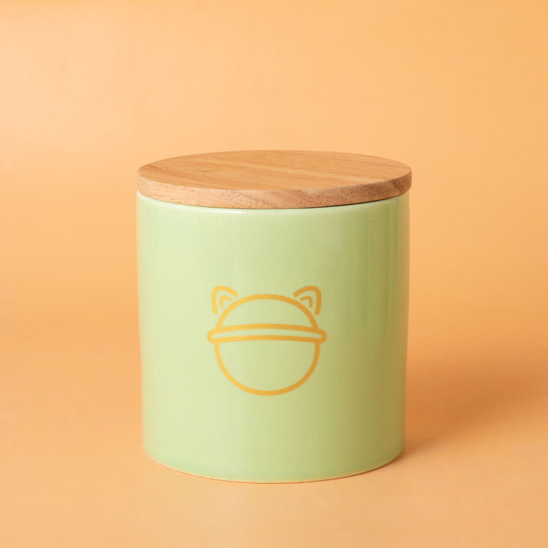 Pet Urn Green Urn Cat and Dog Large Ceramic Urn Wood Cover Sealed Waterproof Funeral Supplies Pet