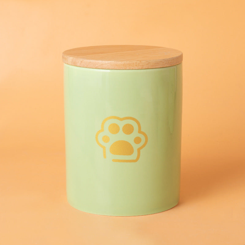 Pet Urn Green Urn Cat and Dog Large Ceramic Urn Wood Cover Sealed Waterproof Funeral Supplies Pet