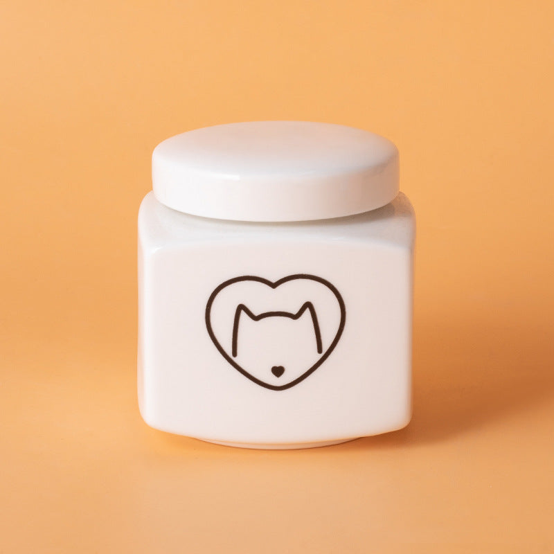 Pet Urn Ceramic Urn Dog Cat Ceramic Pet Memorial Jar Funeral Supplies Sealed Lid Bone Jar