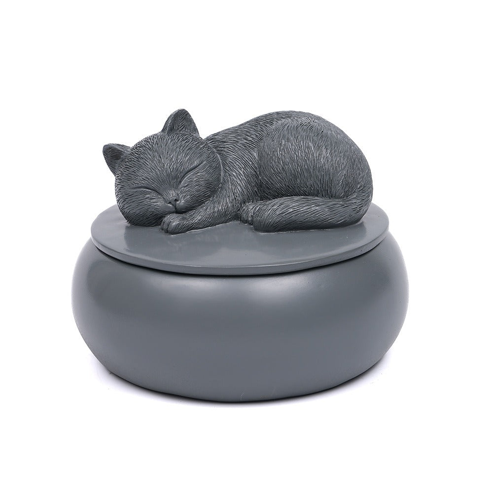 Pet Urn Resin Craft Cat Urn Ornament Creative Home Decor Bedroom Tabletop Pet Souvenir Box Crafts